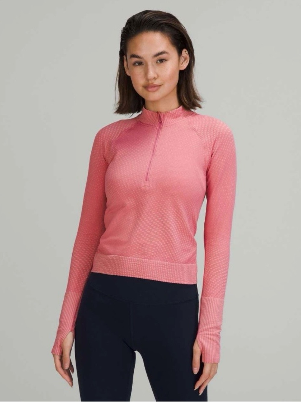 Lululemon Sz 6 Rest Less Cropped Half-
Zip in Pink Blossom / Sugar Pink